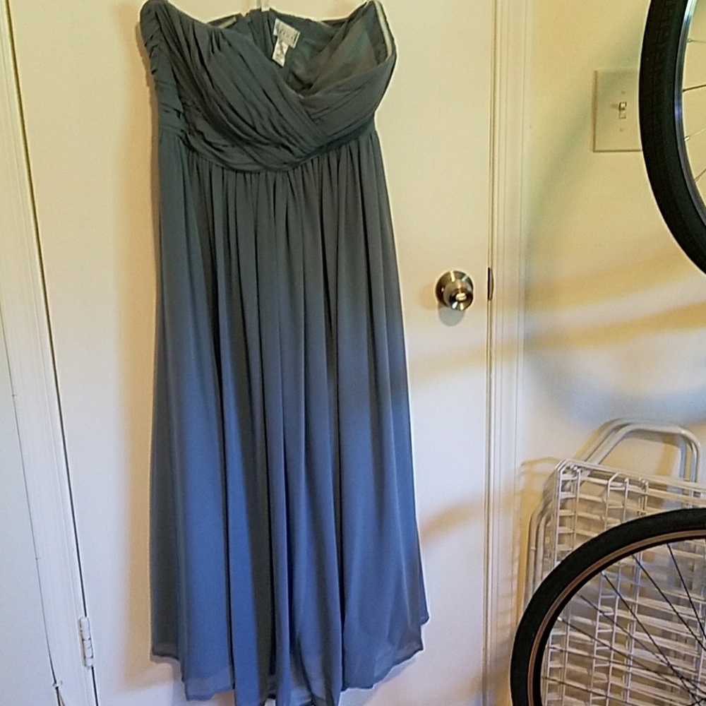 Bill Levkoff Slate bridesmaid dress